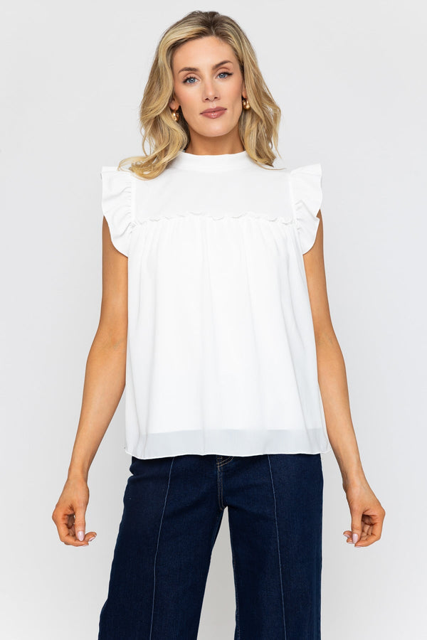 Carraig Donn White Sleeveless Plain Top