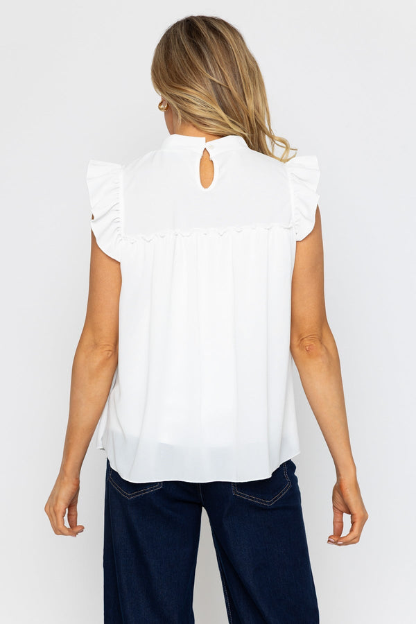Carraig Donn White Sleeveless Plain Top
