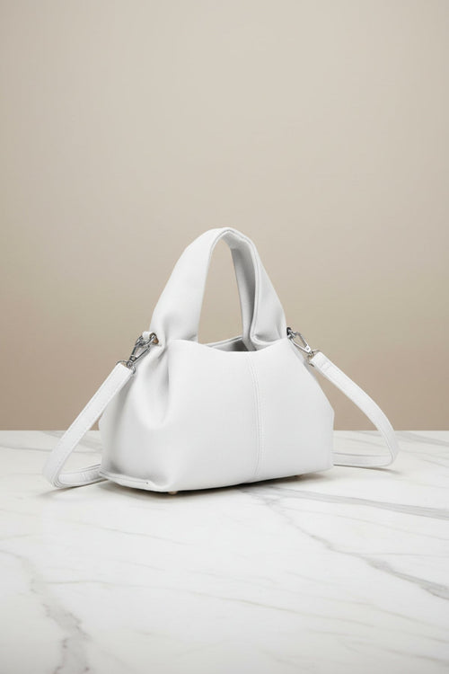 Carraig Donn White Soft Pleat Grab Handle Bag