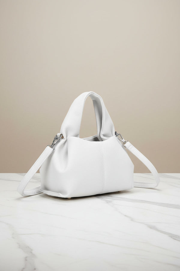 Carraig Donn White Soft Pleat Grab Handle Bag