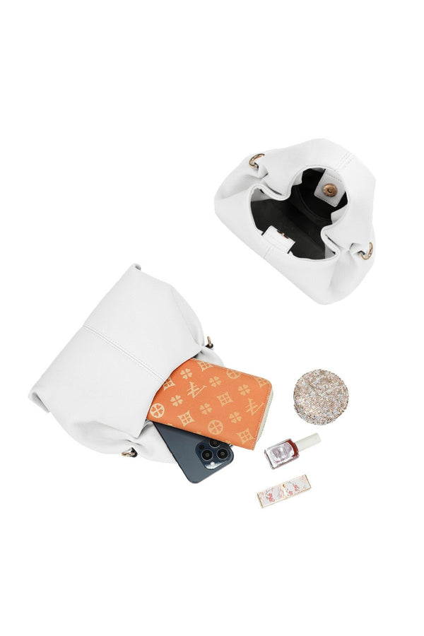 Carraig Donn White Soft Pleat Grab Handle Bag