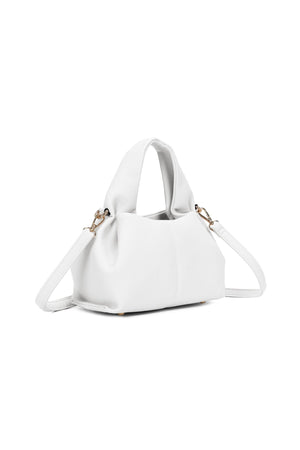 Carraig Donn White Soft Pleat Grab Handle Bag