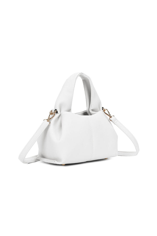 Carraig Donn White Soft Pleat Grab Handle Bag