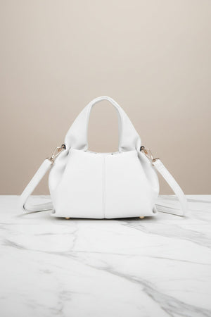 Carraig Donn White Soft Pleat Grab Handle Bag