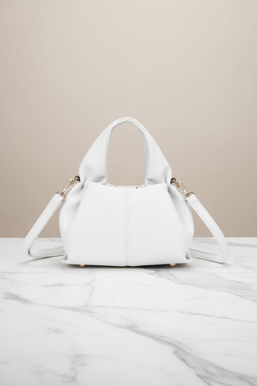 White Soft Pleat Grab Handle Bag