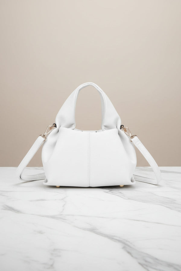 Carraig Donn White Soft Pleat Grab Handle Bag
