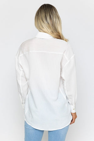 Carraig Donn White Textured Stripe Shirt
