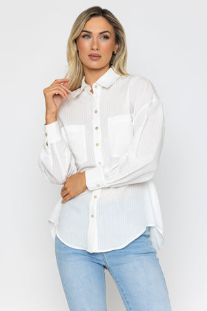 Carraig Donn White Textured Stripe Shirt