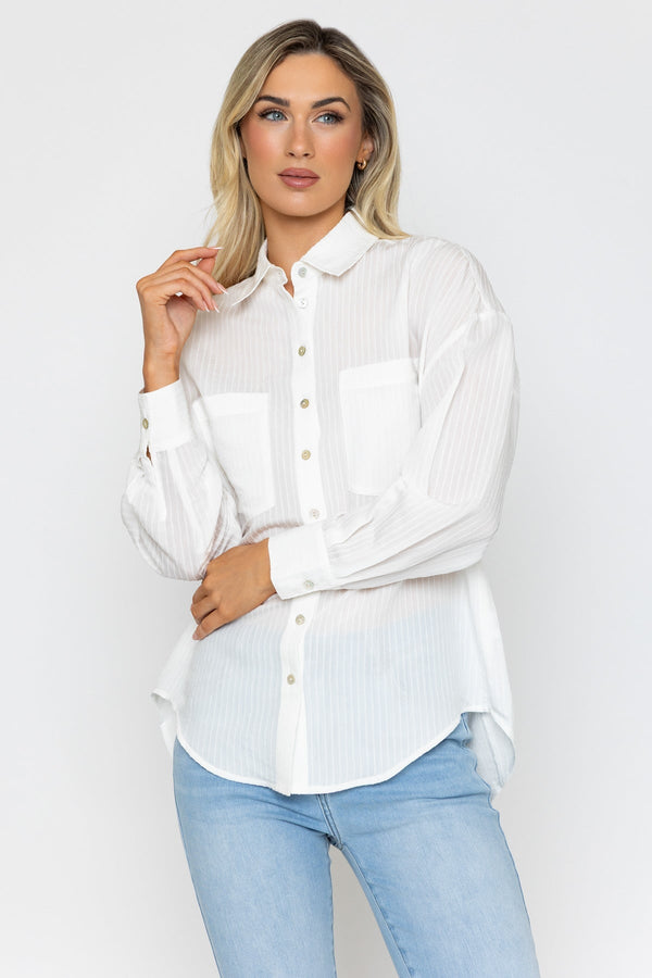 Carraig Donn White Textured Stripe Shirt