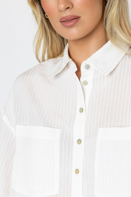 Carraig Donn White Textured Stripe Shirt
