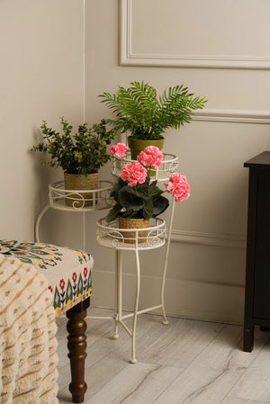 Carraig Donn White Three Tier Plant Pot Stand