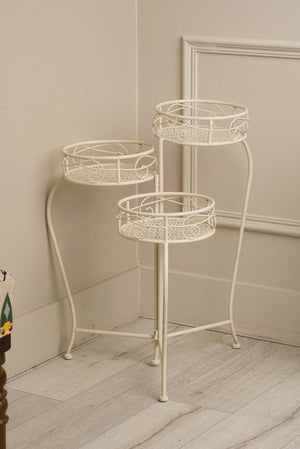 Carraig Donn White Three Tier Plant Pot Stand