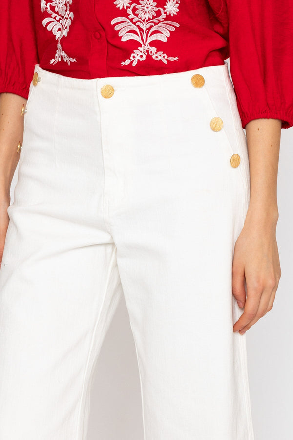 Carraig Donn White Wide Leg Cropped Jeans