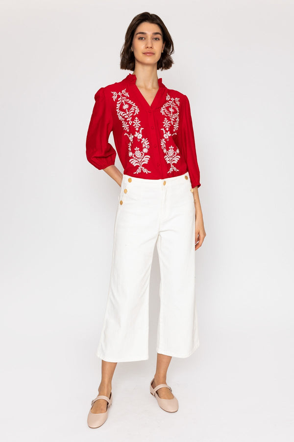Carraig Donn White Wide Leg Cropped Jeans