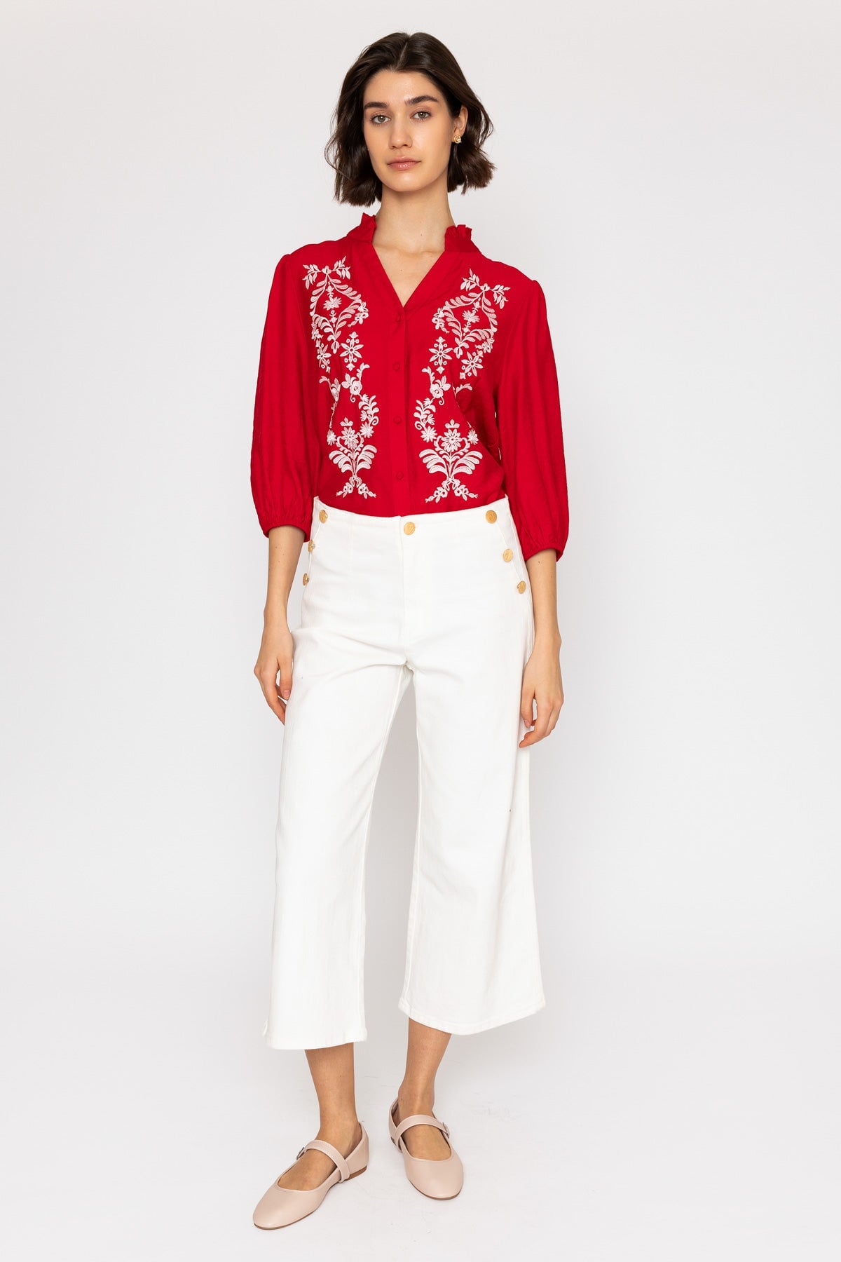 White Wide Leg Cropped Jeans