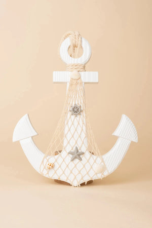 Carraig Donn White Wooden Anchor Wall Hanger Decoration