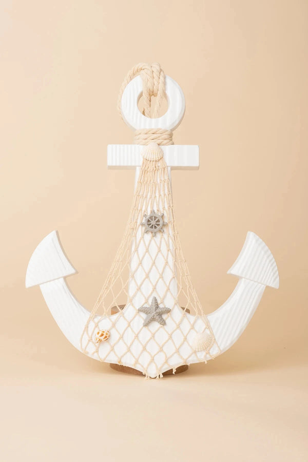 Carraig Donn White Wooden Anchor Wall Hanger Decoration