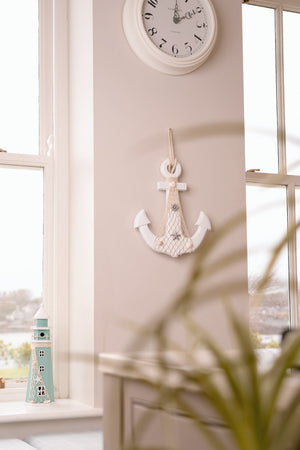 Carraig Donn White Wooden Anchor Wall Hanger Decoration
