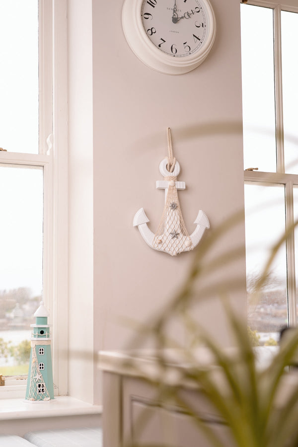 Carraig Donn White Wooden Anchor Wall Hanger Decoration