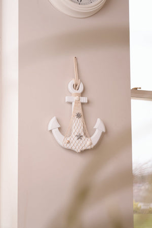 Carraig Donn White Wooden Anchor Wall Hanger Decoration