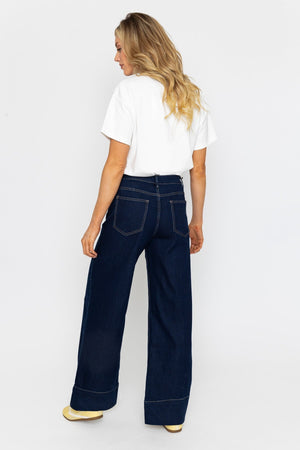 Carraig Donn Wide Leg Denim Seamed Jeans
