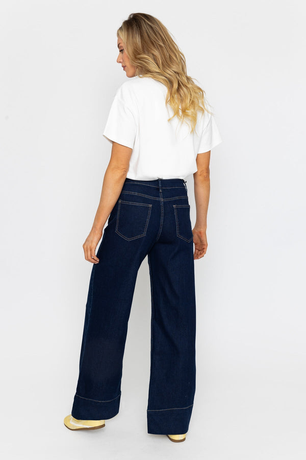 Carraig Donn Wide Leg Denim Seamed Jeans