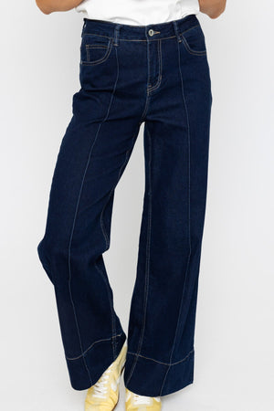 Carraig Donn Wide Leg Denim Seamed Jeans