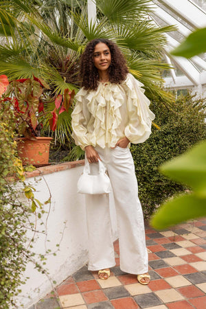 Carraig Donn Wide Leg Ecru Denim Jeans