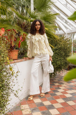 Carraig Donn Wide Leg Ecru Denim Jeans