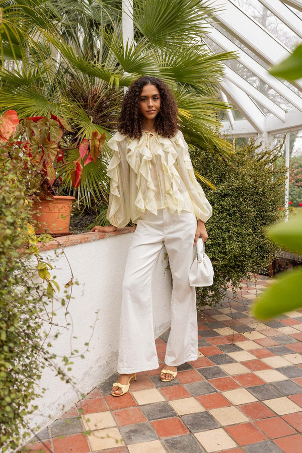 Carraig Donn Wide Leg Ecru Denim Jeans