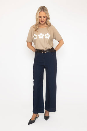 Carraig Donn Wide Leg Seamed Denim Jeans