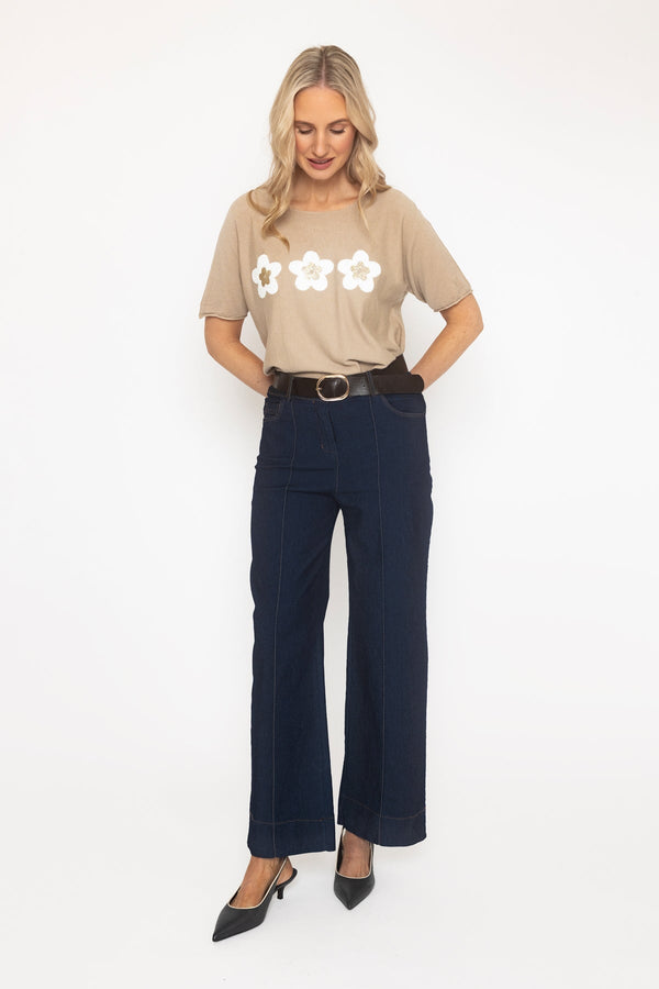 Carraig Donn Wide Leg Seamed Denim Jeans