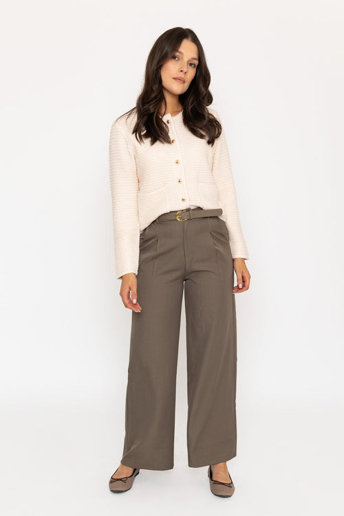 Mocha Brown Wide Leg Tailored Trousers