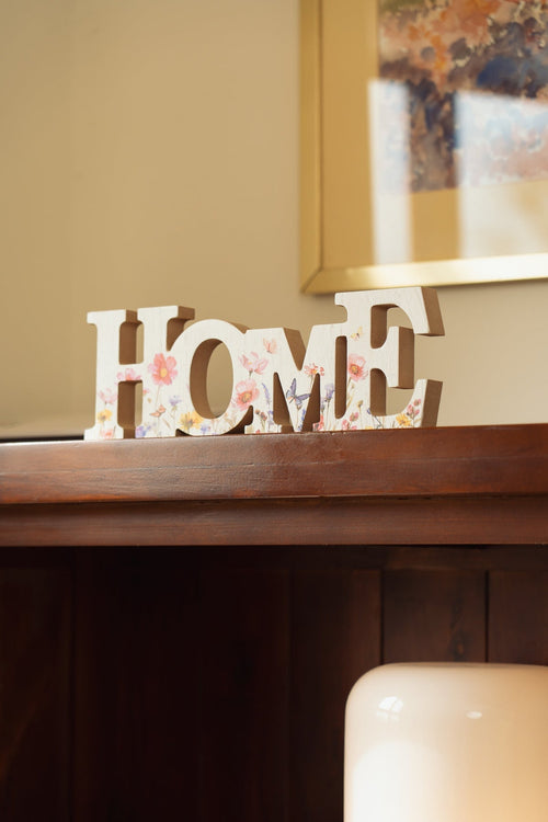 Wooden Floral “Home” Plaque