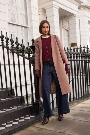 Carraig Donn Wool Blend Double-Breasted Mocha Coat