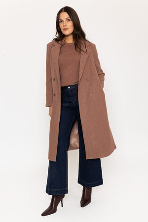Carraig Donn Wool Blend Double-Breasted Mocha Coat