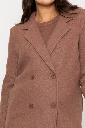 Carraig Donn Wool Blend Double-Breasted Mocha Coat