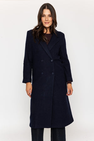 Carraig Donn Wool Blend Double-Breasted Navy Coat