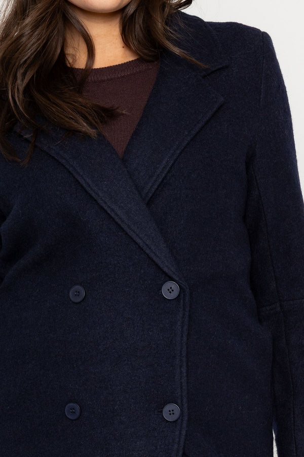 Carraig Donn Wool Blend Double-Breasted Navy Coat