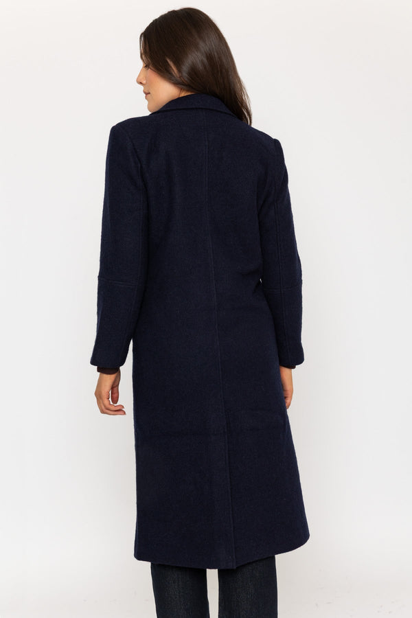 Carraig Donn Wool Blend Double-Breasted Navy Coat