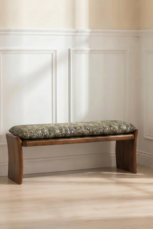 Carraig Donn Wyatt Dark Green Boucle Upholstered Bench