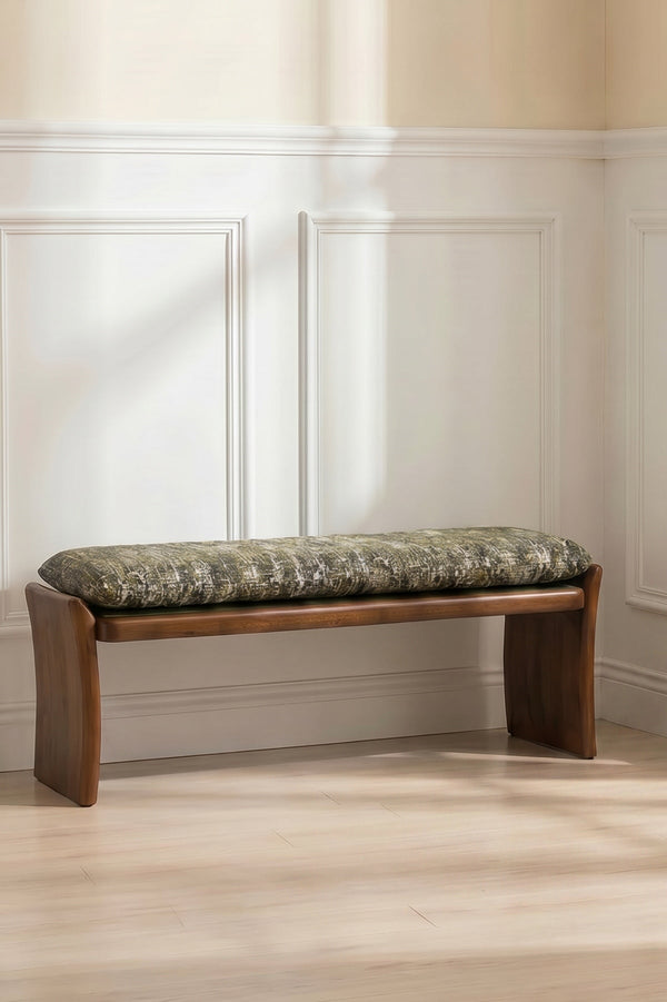 Carraig Donn Wyatt Dark Green Boucle Upholstered Bench