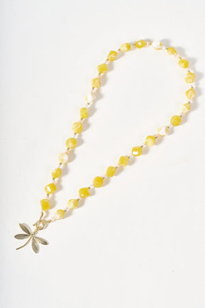 Carraig Donn Yellow Beaded Dragonfly Necklace