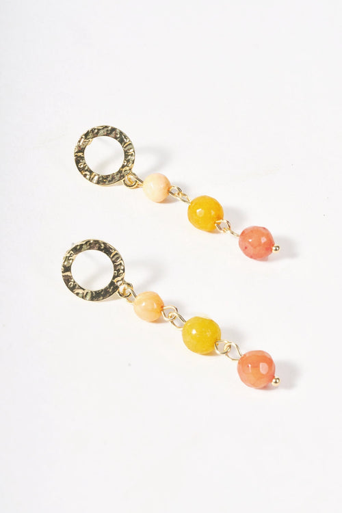 Yellow Beaded Drop Earrings
