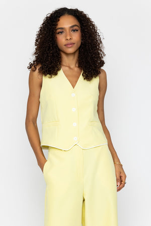 Carraig Donn Yellow Contrast Trim Waistcoat