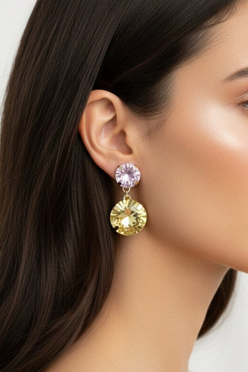 Yellow Crystal Drop Earrings