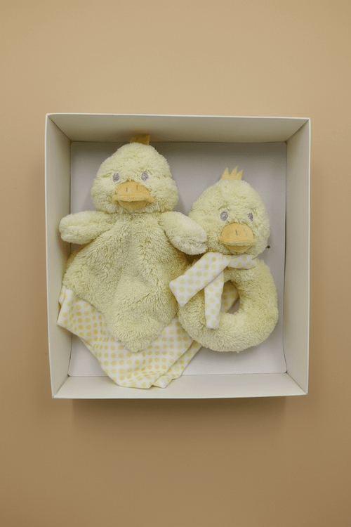 Yellow Duck Comforter & Rattle Gift Box