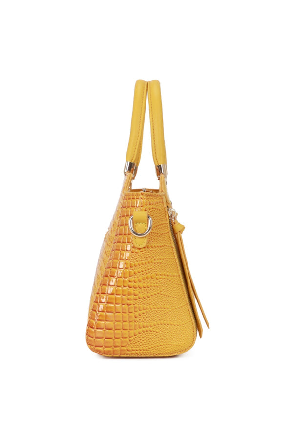 Carraig Donn Yellow Faux Croc Metallic Tote Bag