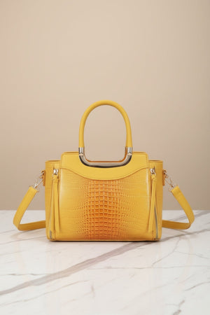 Carraig Donn Yellow Faux Croc Metallic Tote Bag