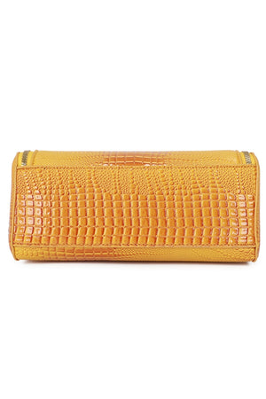 Carraig Donn Yellow Faux Croc Metallic Tote Bag